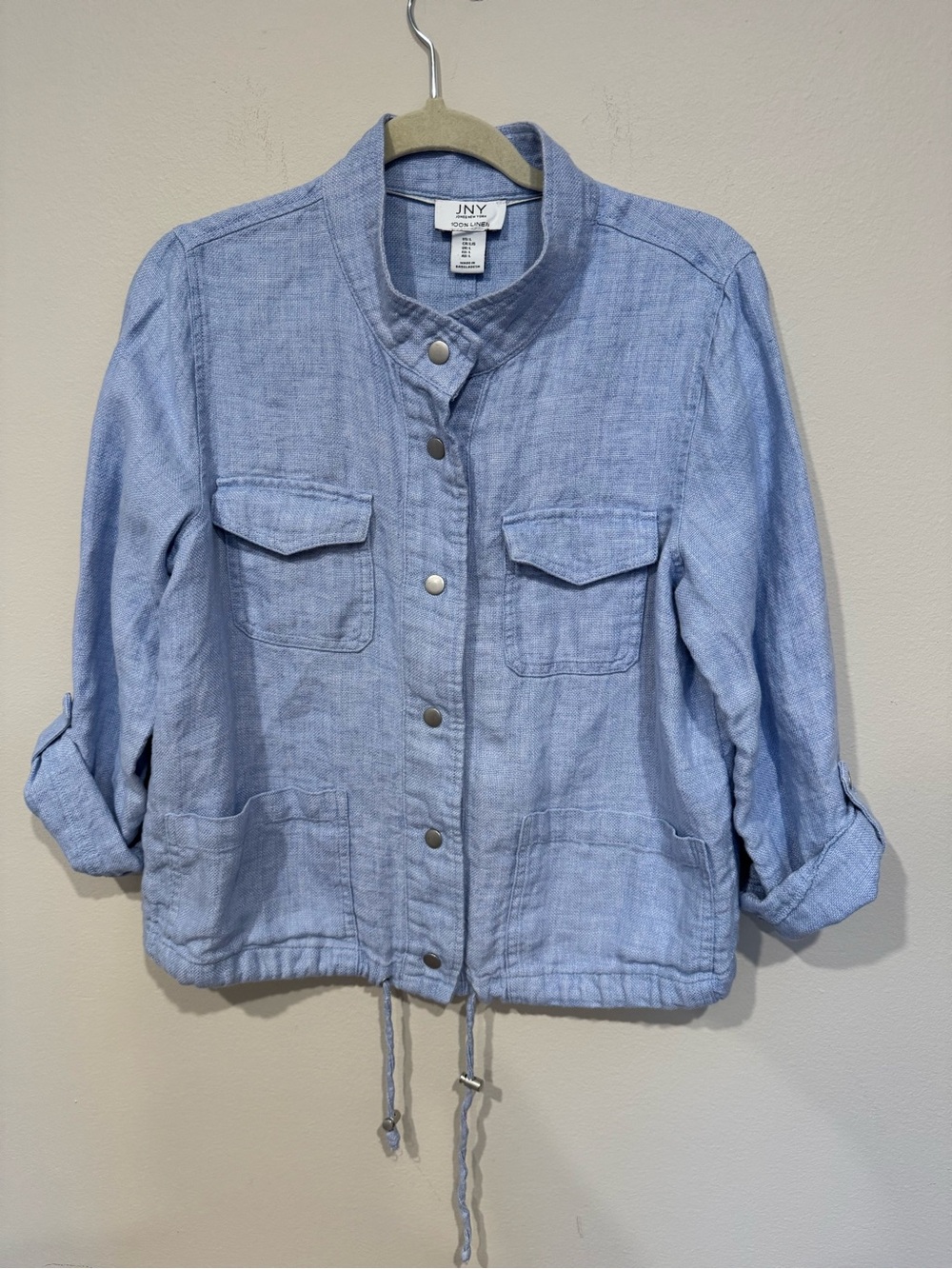 Jones New York Light Blue Linen-Blend Utility Jacket
